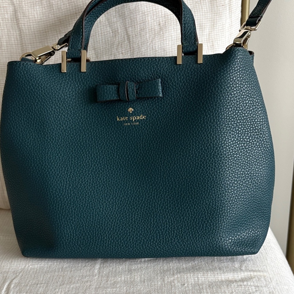 kate spade Teal Pebbled Leather Bow Satchel